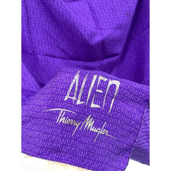 Thierry Mugler Scarf Womens Alien Wrap Square Silk Purple Printed Promo RARE - Picture 3 of 5
